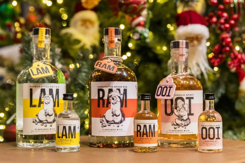 RAM Rum, OOI Non alcoholic spirit, LAM Gin